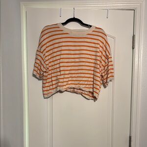 Primark Orange and White Striped Crop Top